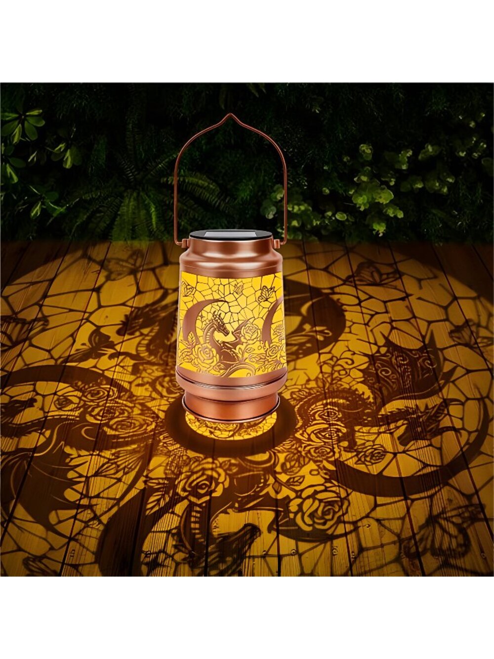 Dragon Gifts for Women Men - Floral Dragon Solar Lanterns Outdoor Waterproof,